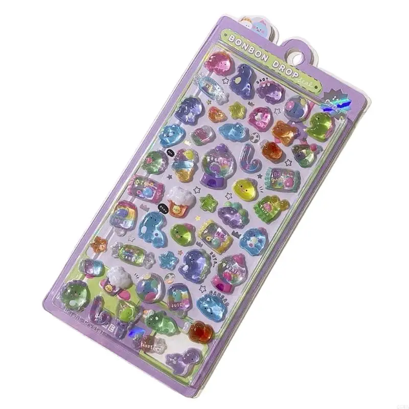 Q5WA Clear Cartoon 3D Animal Sticker Resistente agua para los álbumes recortes Planner Kids Motivational Sticker para