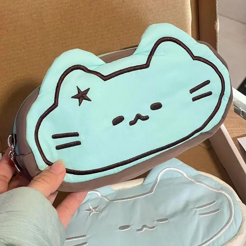 Ins Стильный чехол для ручек с рисунком милого карамельного кота, сумка для ручек, большая вместимость, милый плюшевый органайзер для карандашей с животными, школьные принадлежности, 1 шт.