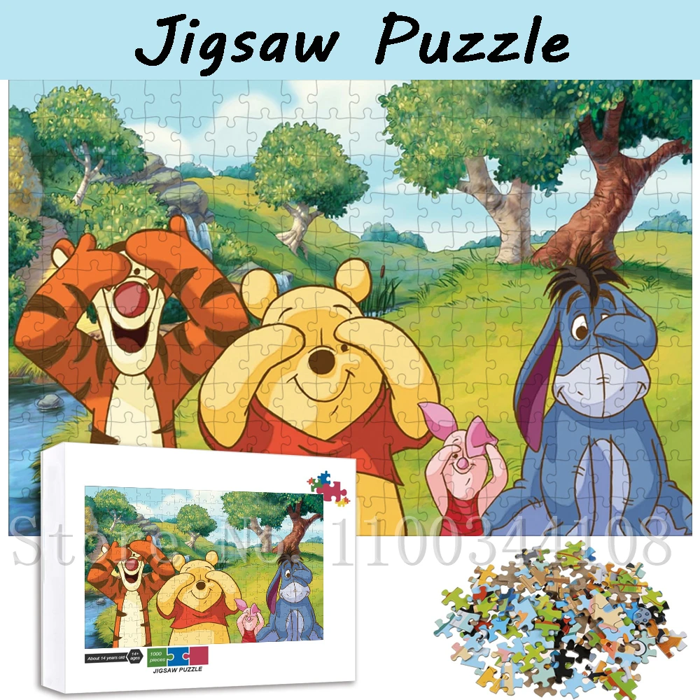 

Disney Winnie The Pooh Jigsaw Puzzles Cartoon Character Assembled Puzzles for Children Intelligence Education DIY Toys