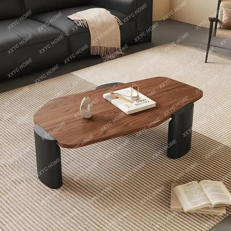 

High-end Household Ash Wood Special-shaped Villa Coffee Table Solid Wood Living Room Walnut Coffee Table