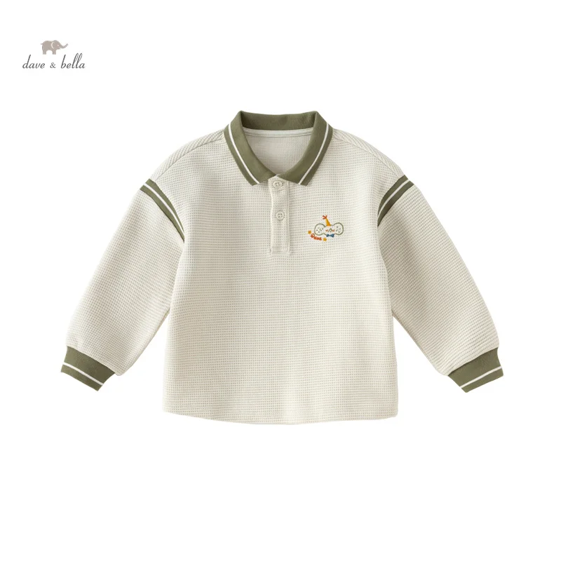 Dave Bella 2024 New Spring Clothes Boy\'s Baby Polo Shirt Children Top Fashion Casual Long Sleeves Cool Undershirt DB1248096