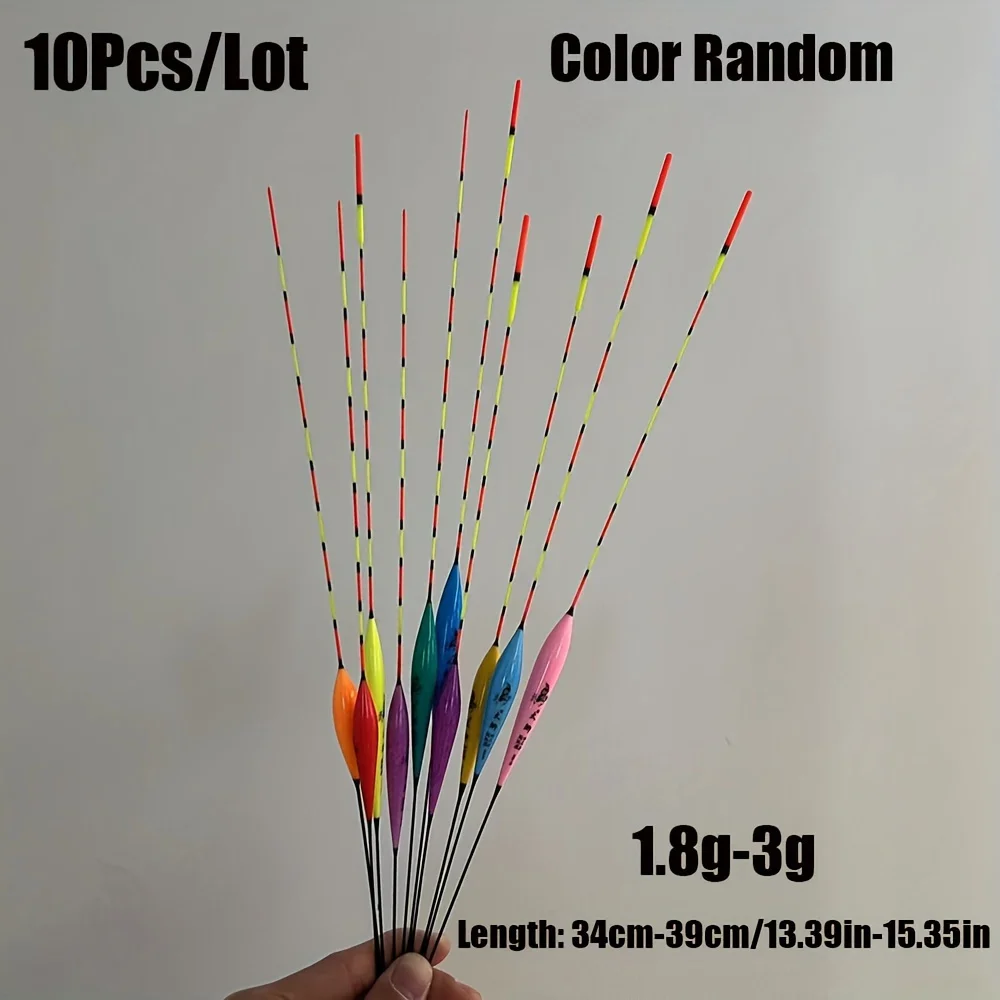 10 قطع عوامة صيد عالية الوضوح مع أنبوب تخزين، ملحقات صيد الأسماك (لون عشوائي)