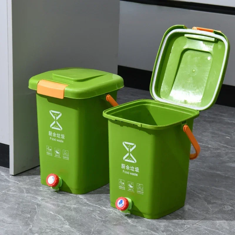 Large Capacity Kitchen Dumpster with Filter Screen Hand Garbage Container Dry and Wet Separation Rubbish Bin with Cover