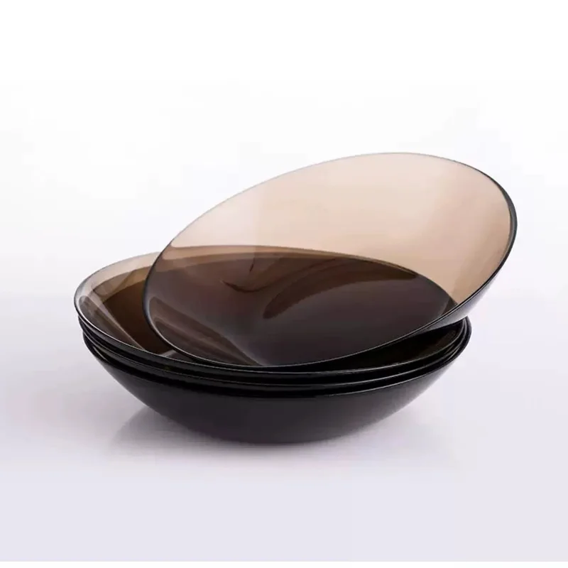 Russian imported glass deep dish dumpling plate, minimalist home tableware, transparent gradient color plate