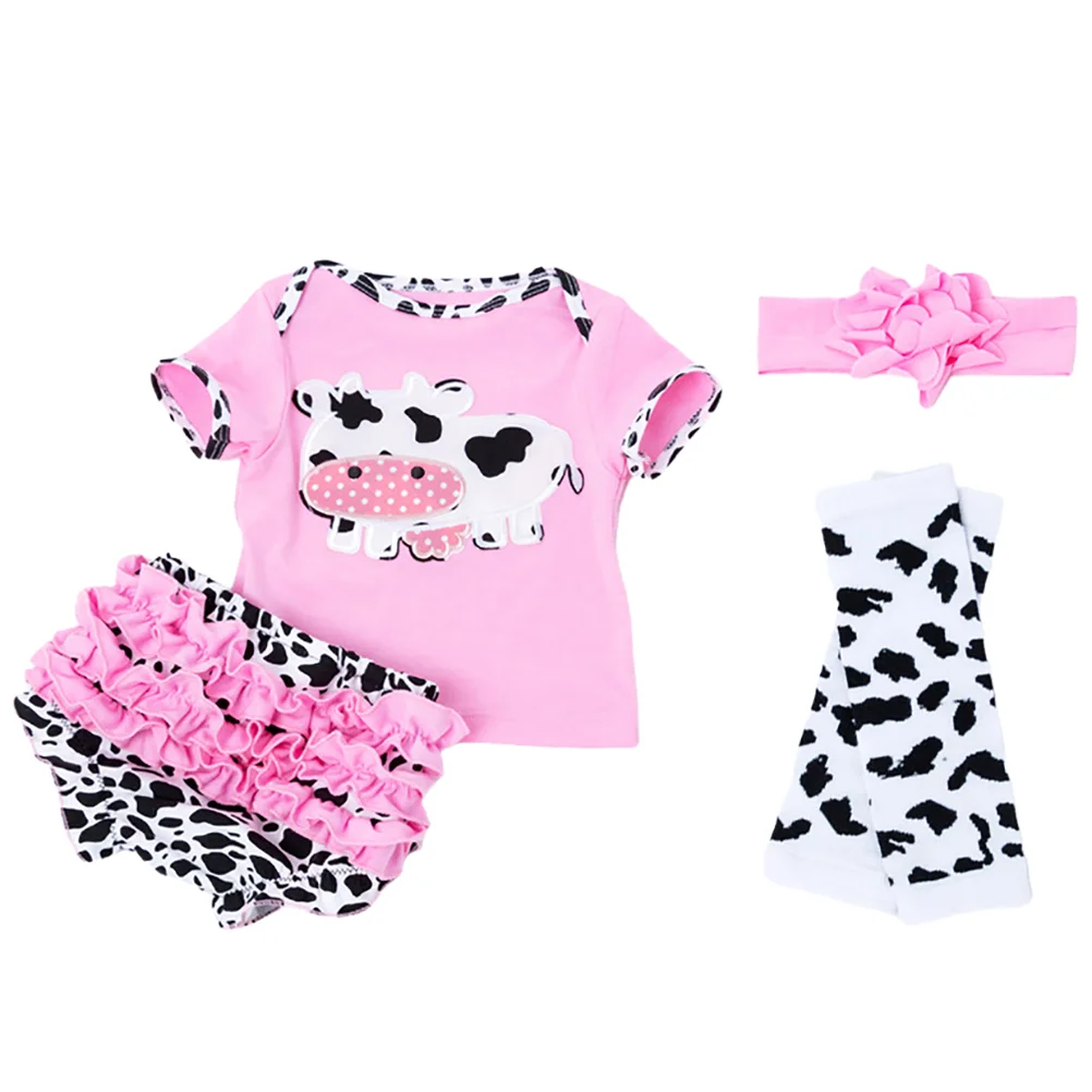 

4 Pcs Cow Clothes Babies Dolls Reborn Clothing Accessories Newborn Outfit Combed Cotton Baby Girl