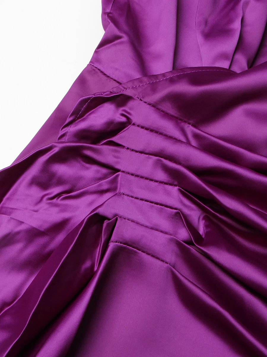 VGH الصلبة المرقعة الدانتيل يصل التخسيس طيات فستان للنساء التلبيب كم طويل عالية الخصر مزاجه فساتين أنثى موضة جديدة