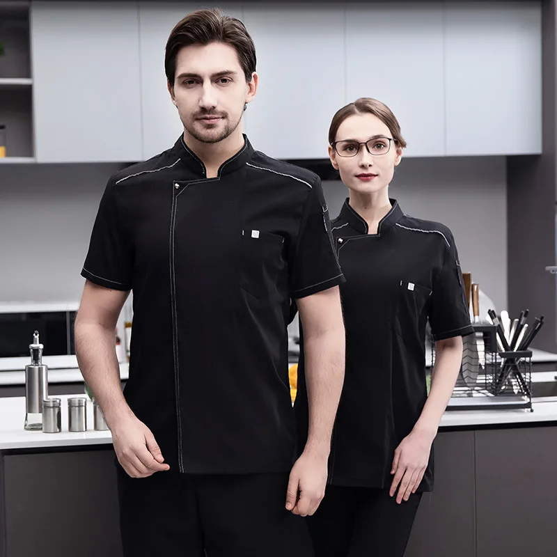 Uniforme de chef de cantine pour femme, cuisine d'hôtel, à manches longues, mince et imbibé, salopette de boulanger, été