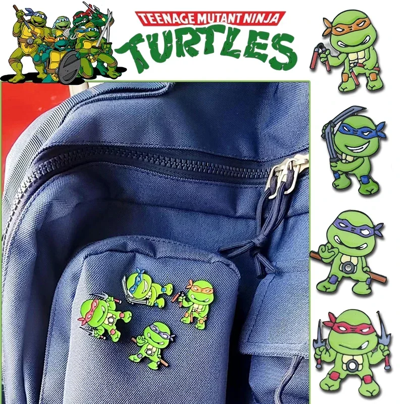 4pcs Teenage Mutant Ninja Turtles Brooch Cartoon Anime Badge Student Clothes Decoration Animal Creative Personalized Gift