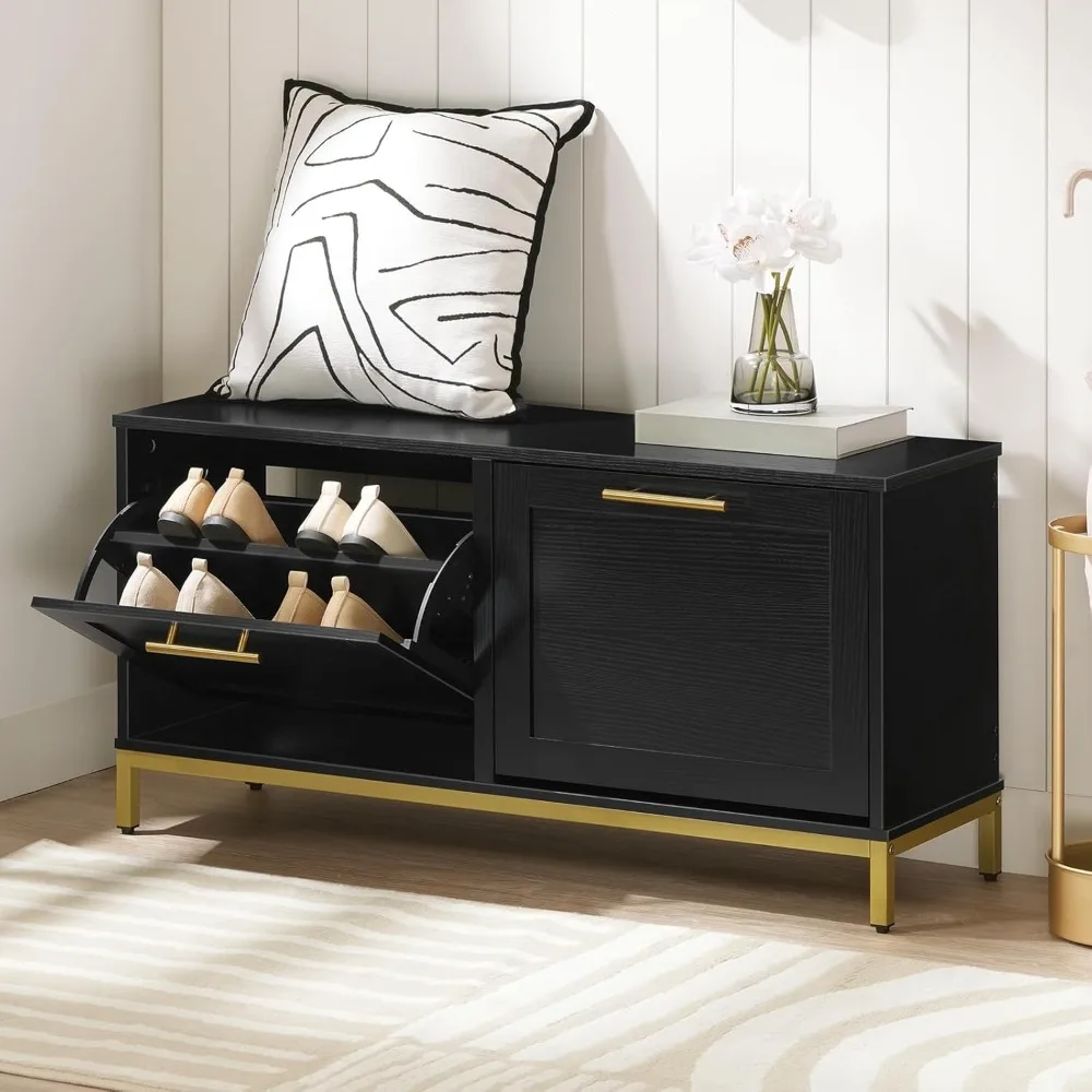 

Shoe Storage Bench for Entryway, Shoe Bench with 2 Flip Drawers, Shoe Cabinet with Bench