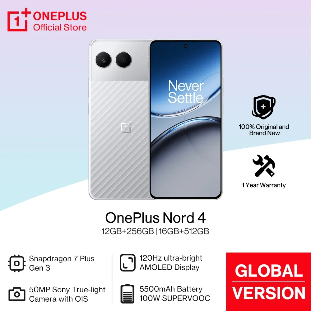 الكاميرا الرئيسية World Premiere OnePlus Nord 4 الإصدار العالمي Snapdragon 7 Plus Gen 3 50MP بطارية 5500mAh 100W SUPERVOOC Charge