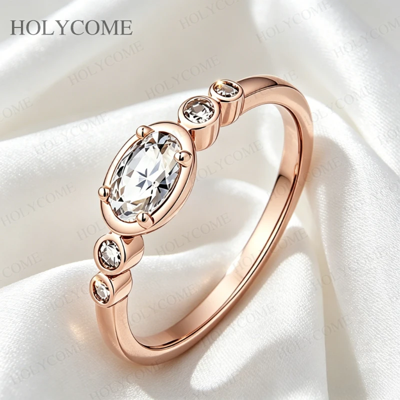 Moissanit-Ringe, Farbe D, VVS1, neu, schlicht, funkelnd, oval, synthetisches S925-Sterlingsilber, für Frauen, Hochzeit, Statement-Edelschmuck – Detail 6