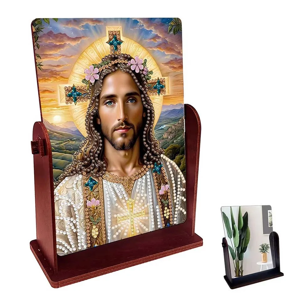 

5D DIY Religion Special Shape Table Top Diamond Painting Mirror Kit Desktop Diamond Mirror Art Kits Diamond Art Tabletop Decor