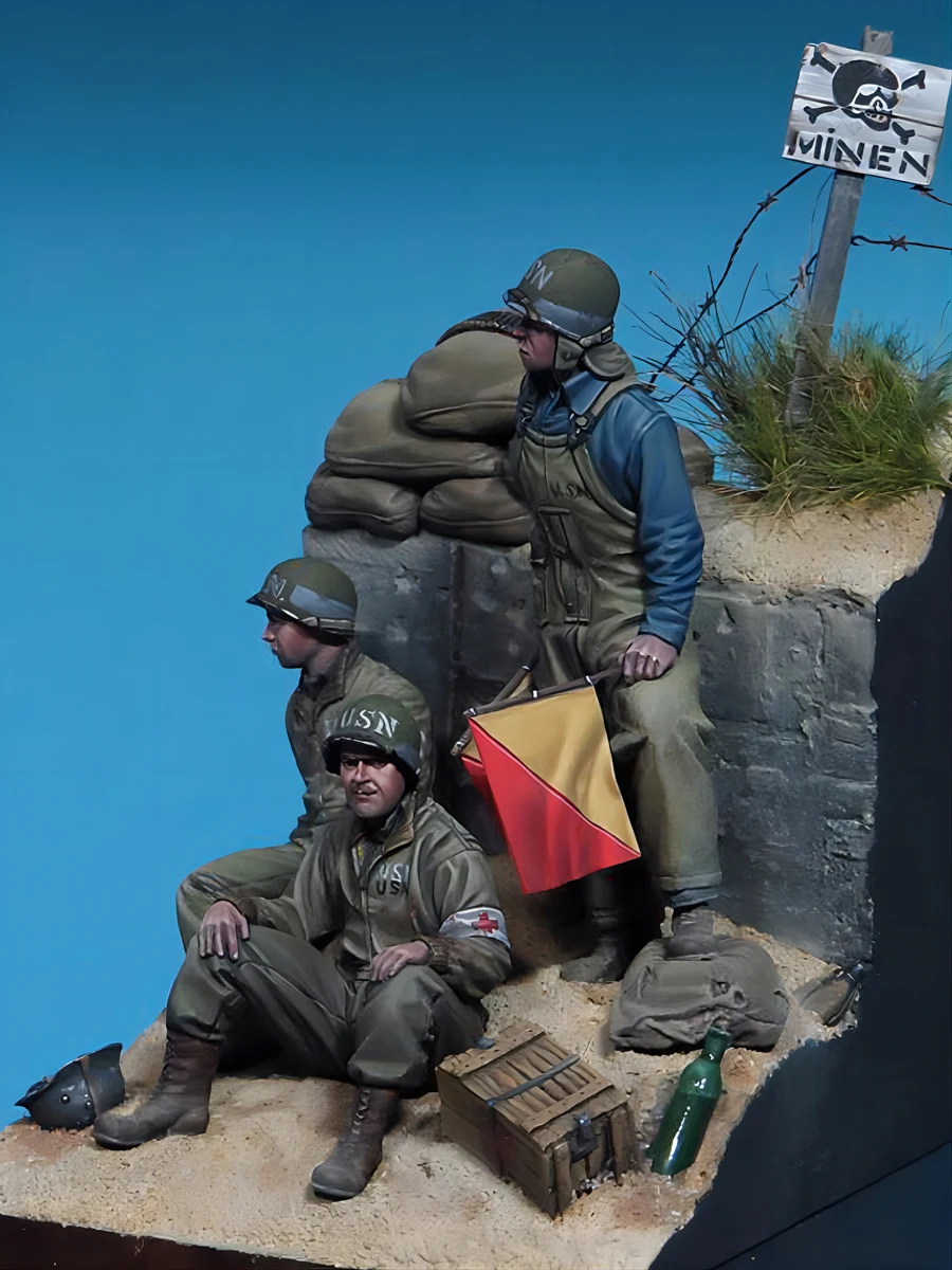 1/35 resin unpainted figure kit, WWII soldiers (with scene), unassembled and unpainted GK