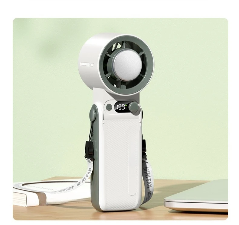 Adjustable 199-speed handheld turbo cooling small fan, ice pack, high-speed fan, portable digital display foldable neck fan