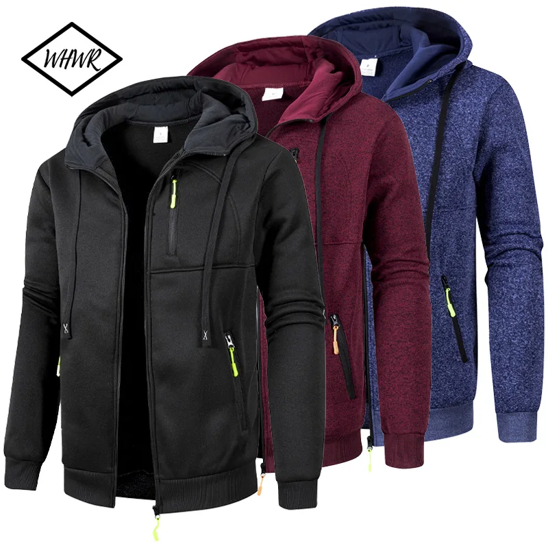 

2025 New Men's Long Sleeve Sweatshirts for Men Zipper Hooded Oversize Winter Warm Jacket Coat Outdoor Tracksuit Men Clothing