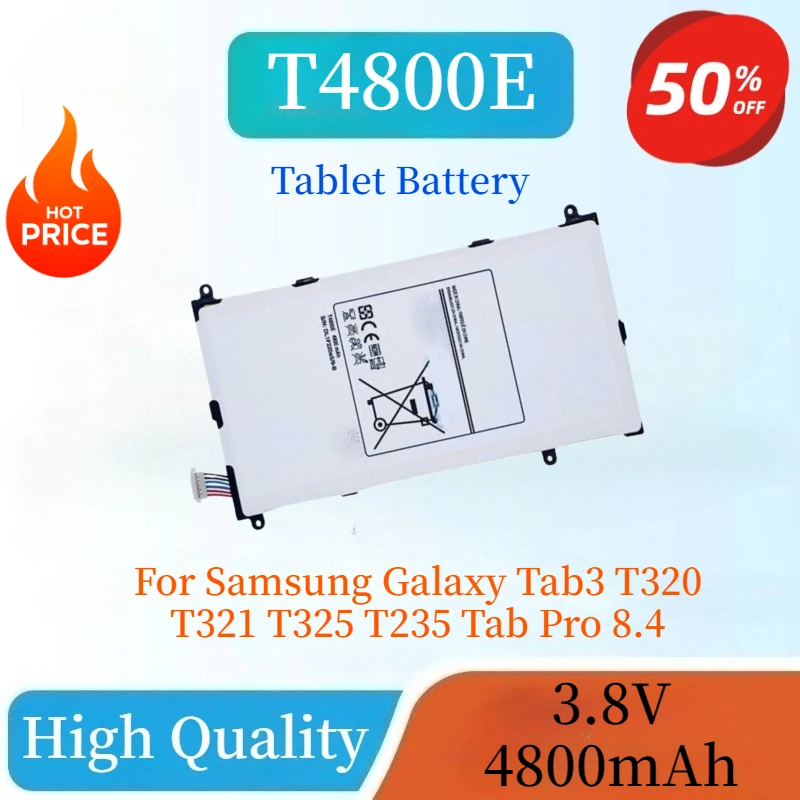

High Quality T4800E 3.8V 4800mAh Tablet Battery for Samsung Galaxy Tab3 T320 T321 T325 T235 Tab Pro 8.4 Large Capacity Battery