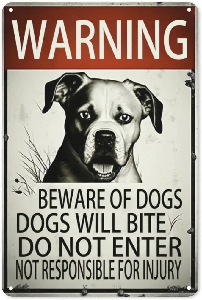 Retro Metal Tin Sign NOT RESPONSIBLE FOR INJURYbeware Of Dog No Trespassing Sign Suitable For Yard 8x12 Inch Dog Sign sign