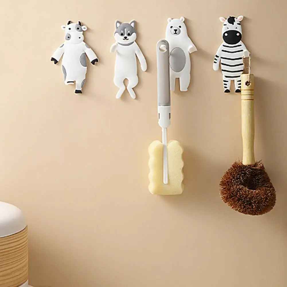 Gancio carino Adorabili ganci da parete autoadesivi a forma di animale per cucina Bagno Facile installazione Ganci riutilizzabili Set di 4 Divertimento