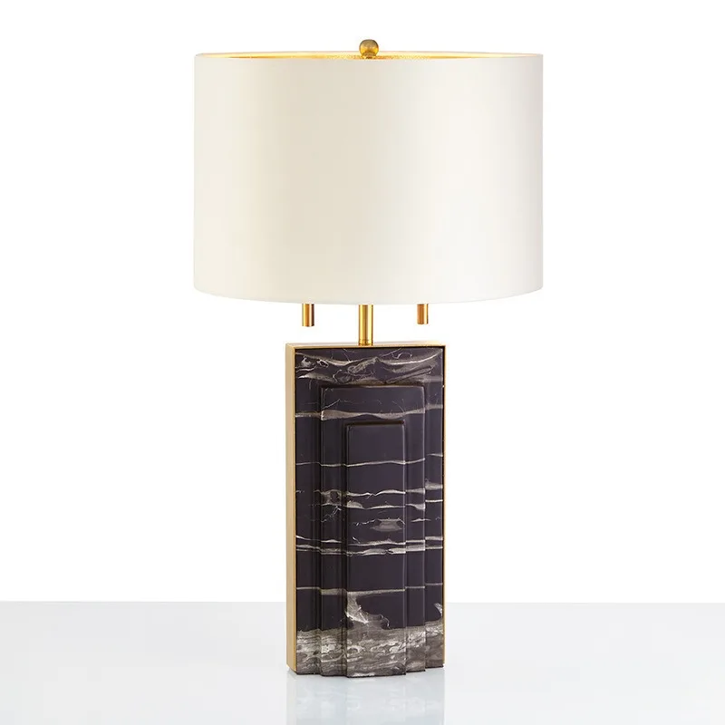 Spanish Luxury Natural Stone Floor Lamps Living Room Bedroom Bedsides Simplicity Designer Marble LED Desk Table Lights Fixtures