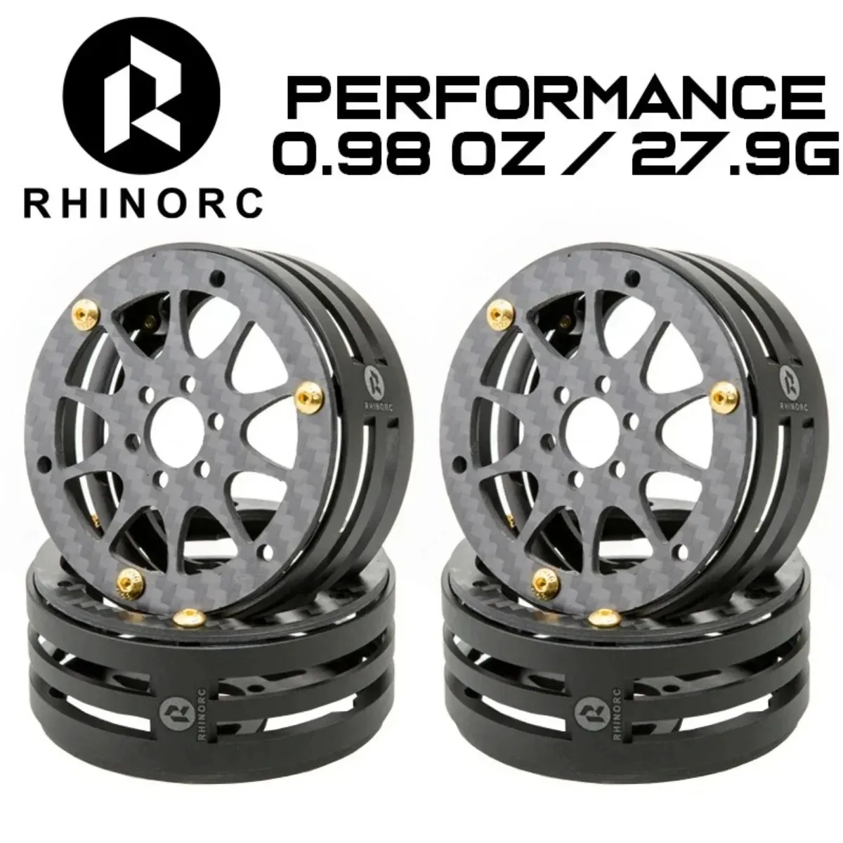 RhinoRC 2.2 inch Narrow Carbon Fiber Aluminum Pro LightWeight RC Car Crawler Wheel Pro Shafty MOA