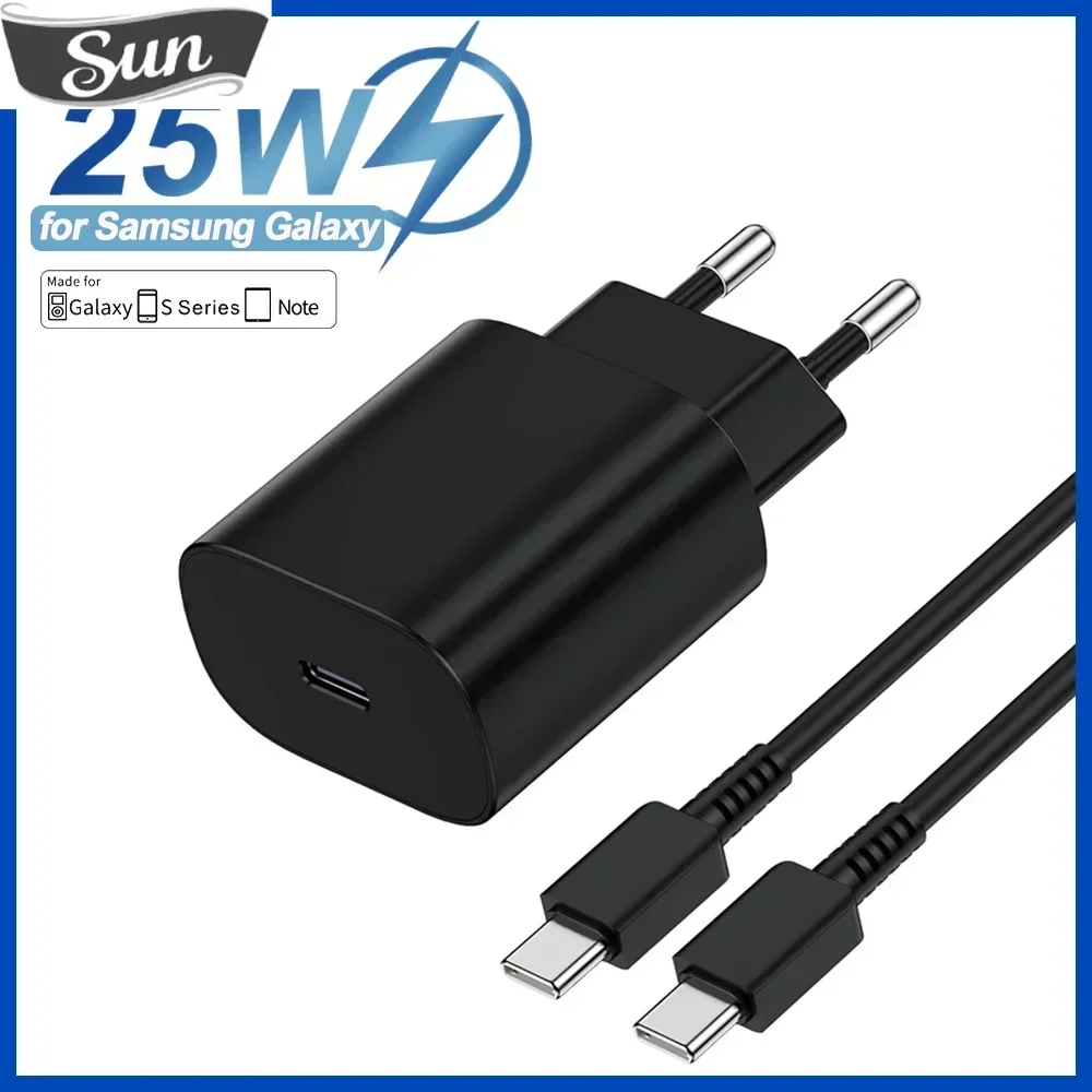 PD 25W Fast Charger USB Type C Quick Charging For Samsung GalaxyS24 S23 S22 Ultra Note iPhone USB Type C Cable Quick Charge Plug