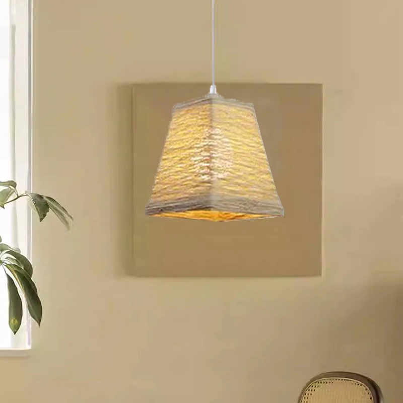 French Rattan Weaving Restaurant Chandelier Creative Personality Art Bedroom Bar Restaurant Table Lighting