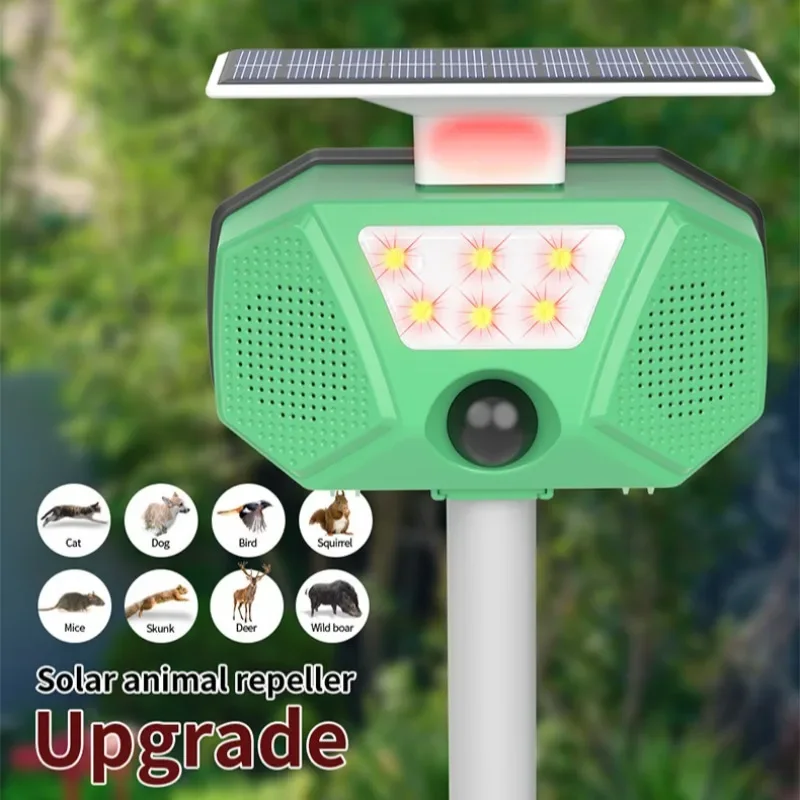 Ultrasonic Animal Repellant Cat Dog Repellant Solar Powered Rechargeable Garden Waterproof Animal Deterrent For Farm Yard