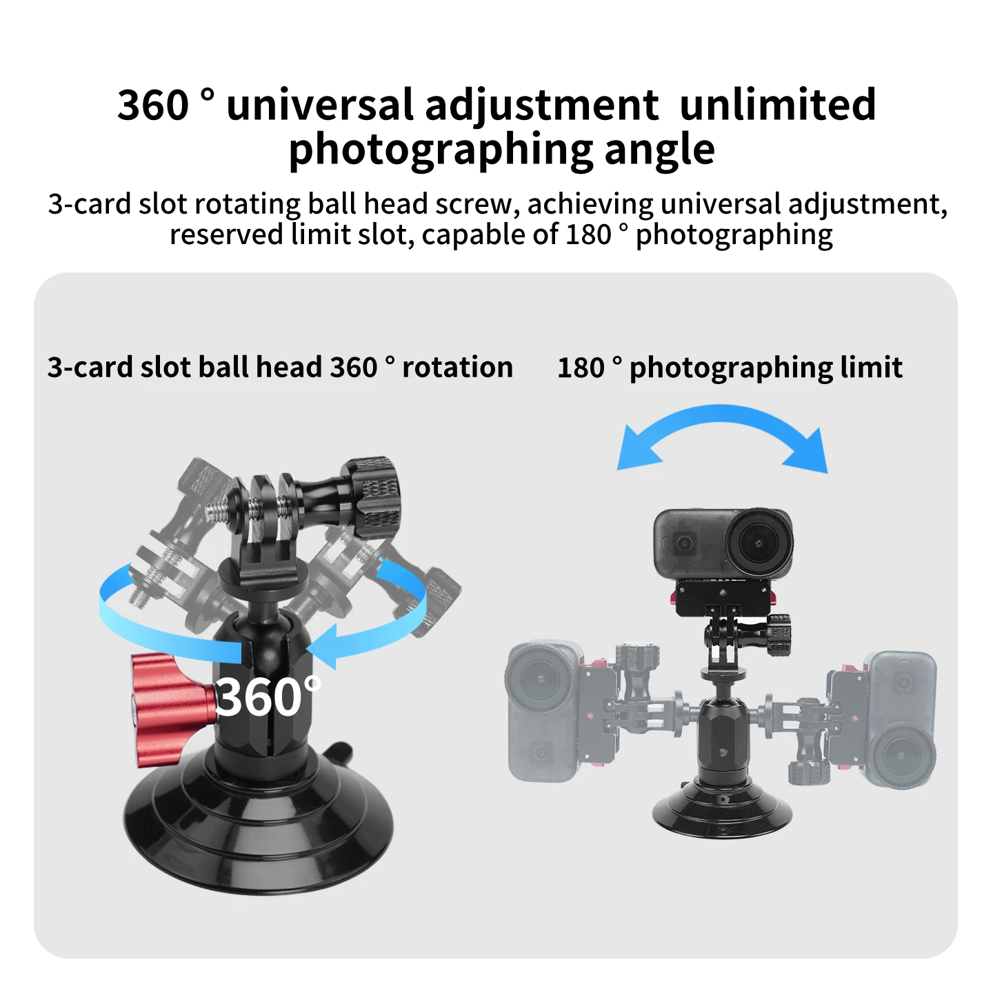 Mini-Saugnapfhalterung Stativadapter für GoPro Insta360 DJI Action-Kamera Haus Auto Fahrtaufzeichnung Fenster Glas Glatte Oberflächen – Detail 6