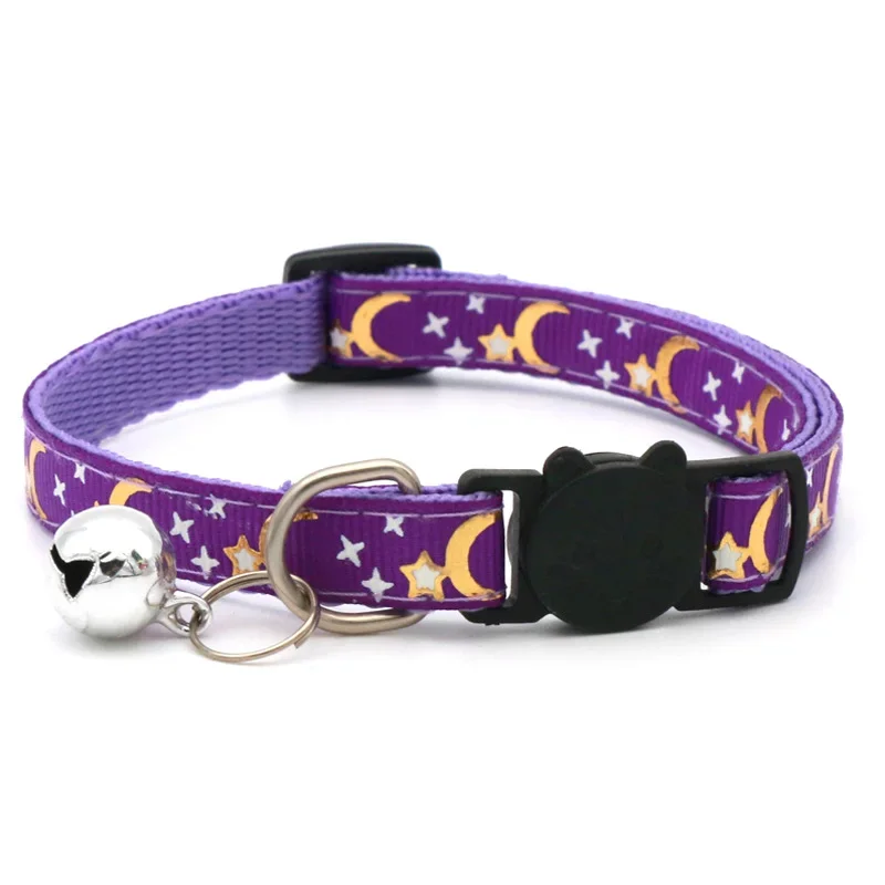 Pet Cat Collars with Moon Star Pendant Adjustable Puppy Kitten Necklace Fruits Pattern Cats Rabbit Collars Moon Cat Collar