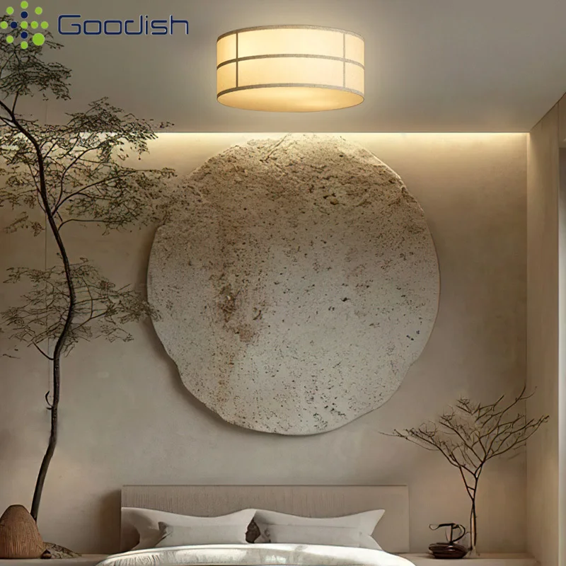 Janpanese Wabi-sabi Style Cloths Fabric LED Ceiling Lights Art Creative Indoor Lamps For Living Room Home Decoration Chandelier