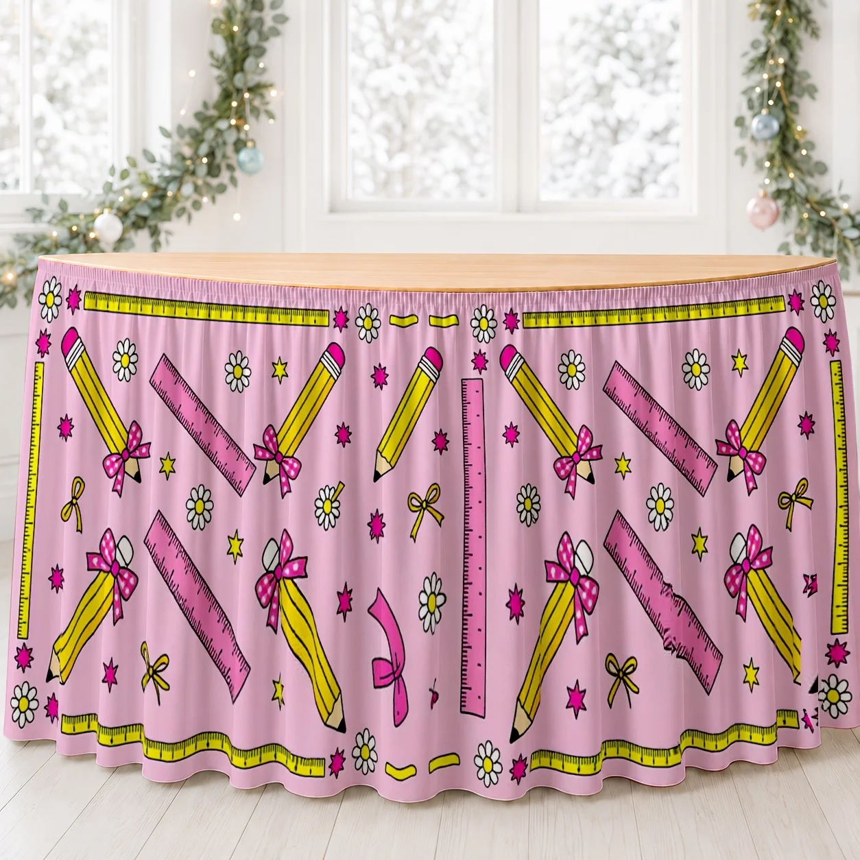 One desk skirt - office desk skirt with printed polyester, cute and playful, full of imagination, in pastel colors.zyc