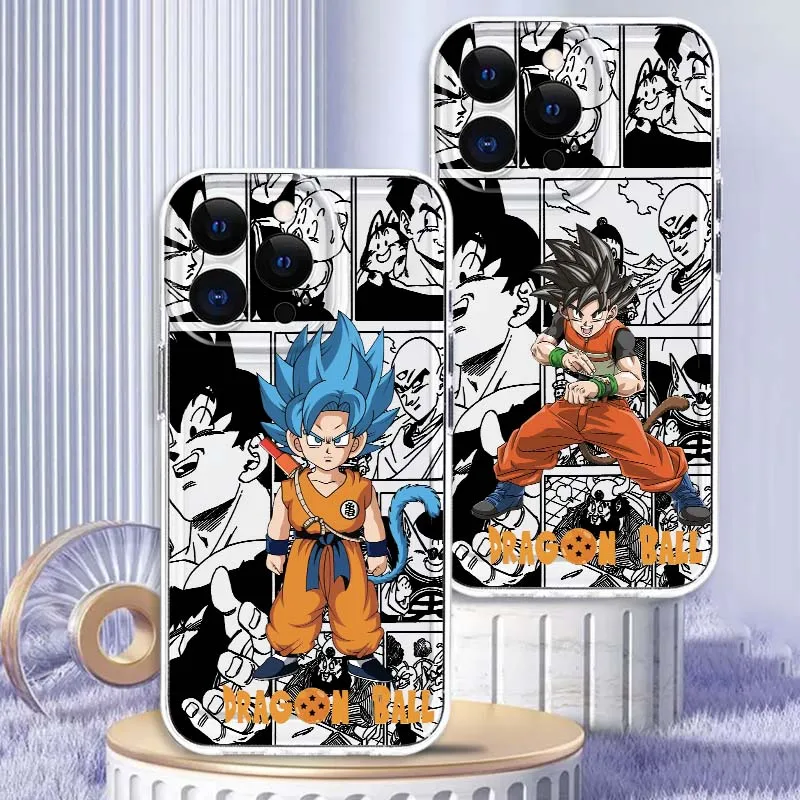 

Dragon Ball Son Goku Anime Phone Case For Apple iPhone 17 16e 16 15 14 13 12 11 Pro Max Plus Mini TPU Soft Transparent