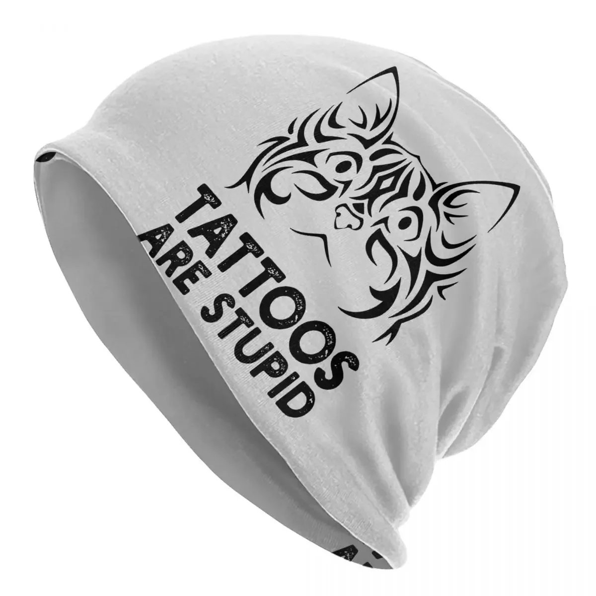 Tattoos Are Stupid Skullies Beanies Funny Cats Beanies Cap Unisex Hip Hop Warm Dual-use Bonnet Knitting Hats