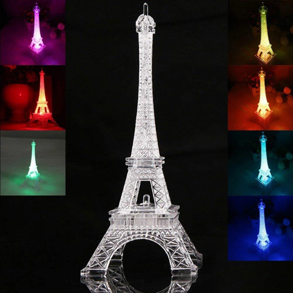 

2 Pcs Eiffel Tower Night Light LED Plastic Material Desk Lamp Small Office Party Decoration Romantic Atmosphere