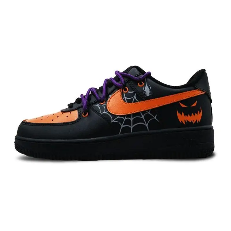[Custom "S Ghost Face Pumpkin"]Nike Air Force 1 Low Air Force 1 Low-Top Skateboard Shoes Men's Black Orange