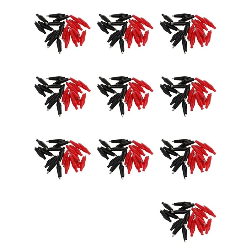 Special Offer~200 Pcs Black Red Soft Plastic Coated Testing Probe Alligator Test Clip