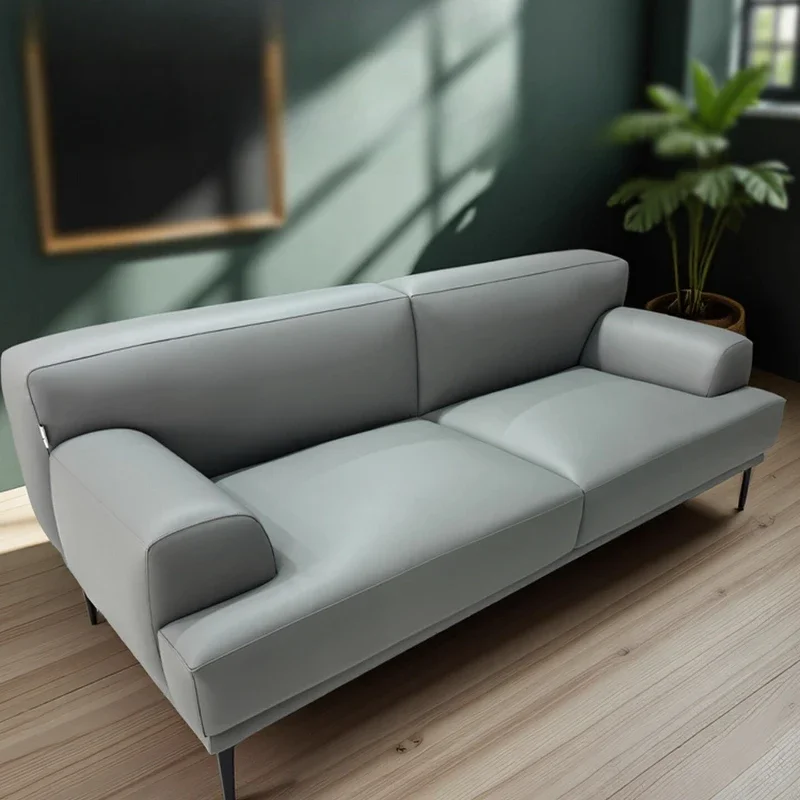 

Modern simple fabric sofa living room small apartment Internet celebrity leisure three straight sofa combination home