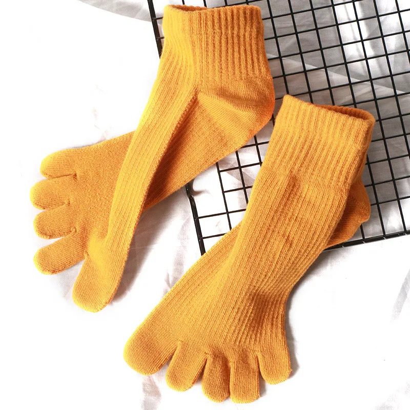 

5 Pairs Men Women 5 Finger Socks Ankle Solid Color Cotton Breathable Sweat-Absorbing Casual Invisible Toe Short Socks 4 Seasons