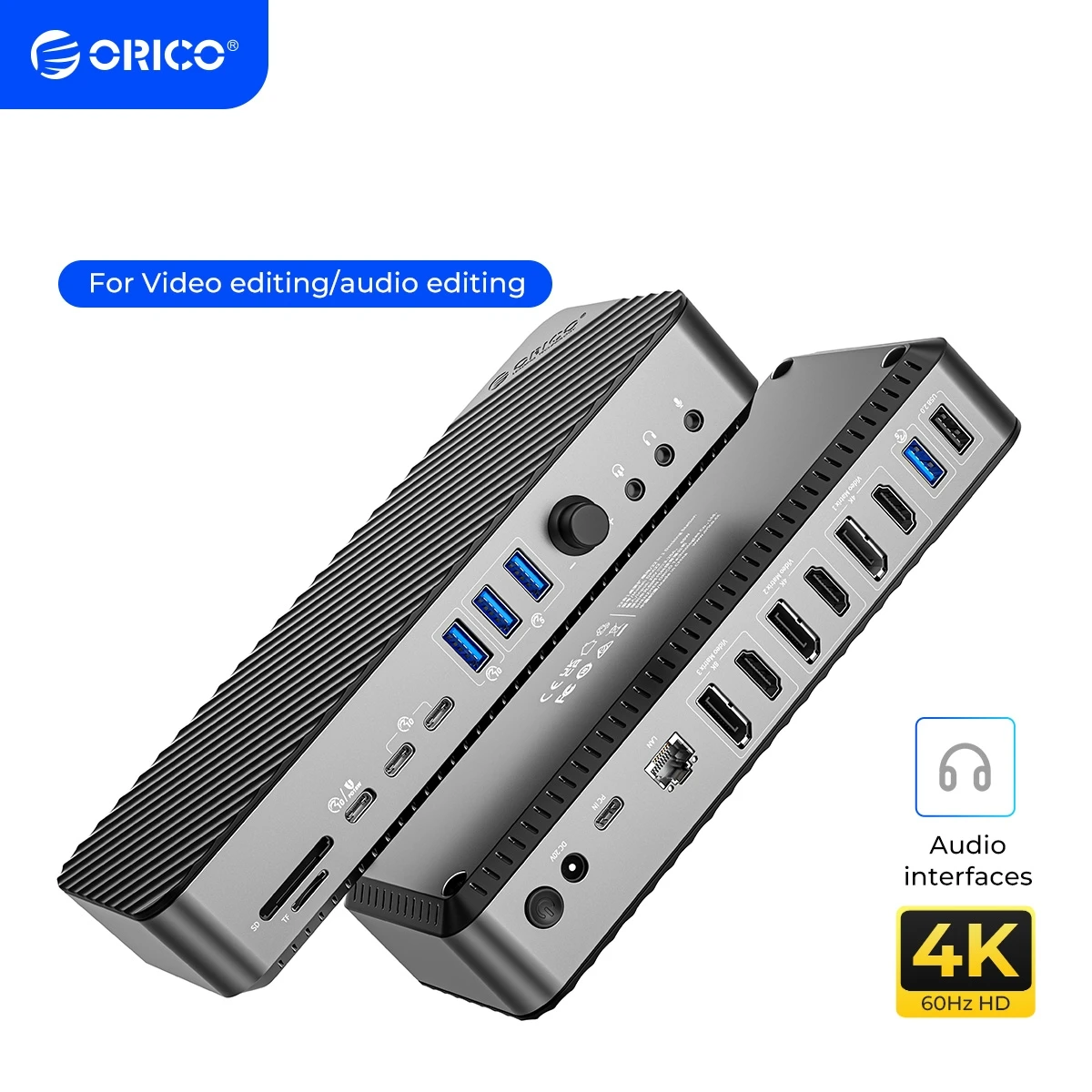 

ORICO Type C Docking Station 8K30Hz DP HDMI-Com 5 Different Display RJ45 PD 22 in 1 Mult Audio 10Gbps HUB for Desktop Mac PS