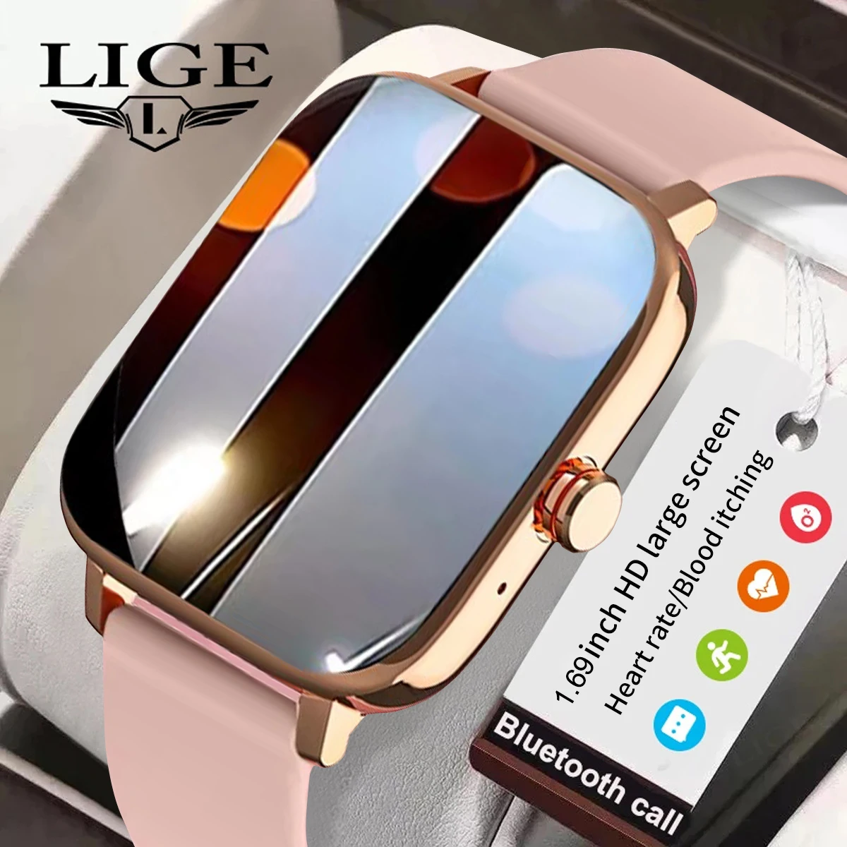 

LIGE Smart Watch for Women Fitness Bracelet Ladies Sports Waterproof Bluetooth Call Music Watches Men Smartwatch For Android iOS