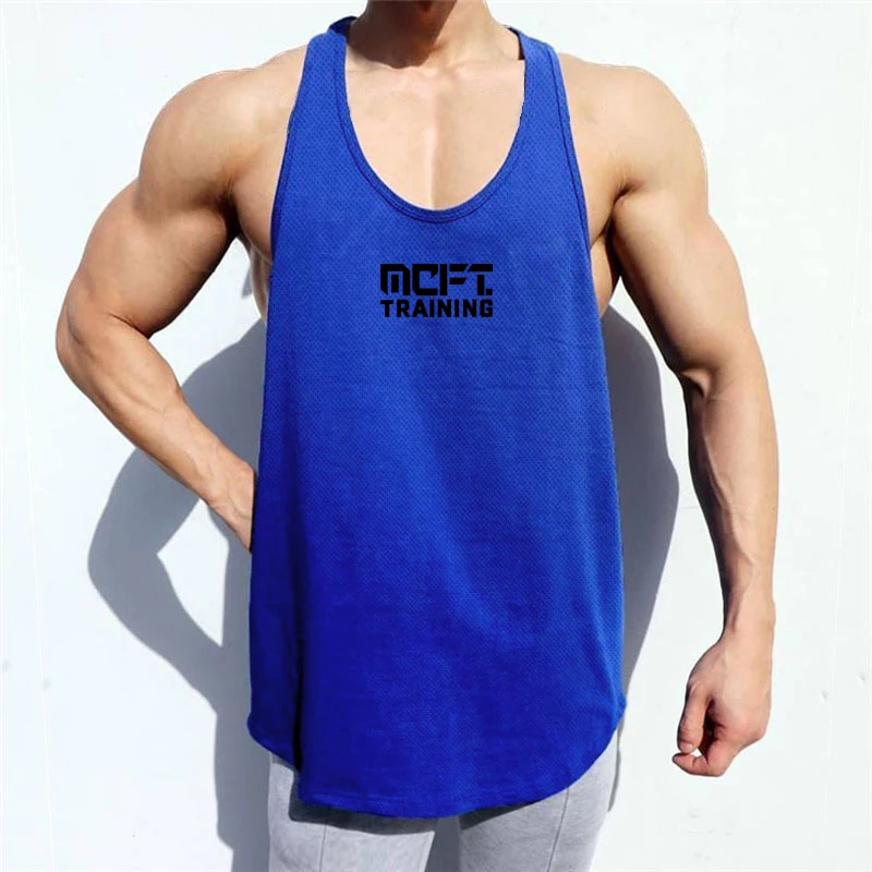 FITNESS SHARK Men's Summer Running Sport Quick Dry Sleeveless Shirt Mesh Breathable Fashion Print Vest