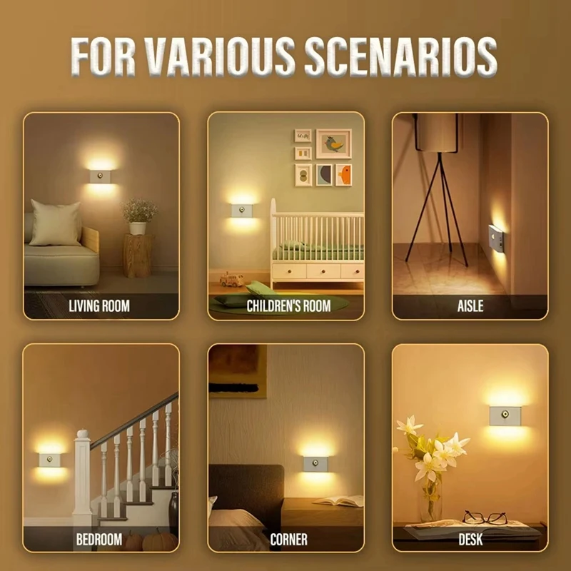BAAG-ชาร์จ Motion Sensor สมาร์ท LED Night Light Eye Protection โคมไฟข้างเตียงสําหรับห้องนอน Corridor Cabinet Lighting