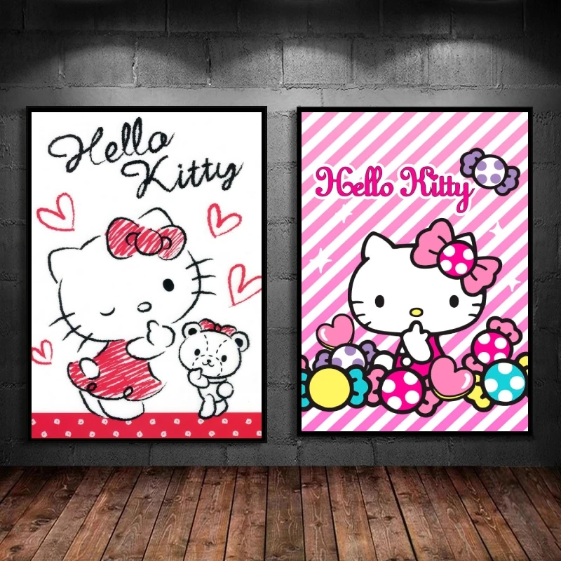 

Canvas Artwork Painting Sanrios Hellokittys Decorative Painting Poster Home Living Room Picture Print Wall Modular Print