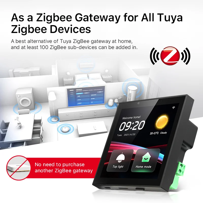Painel de controle inteligente 4 polegadas wifi interruptor de parede inteligente multifuncional bt zigbee gateway para casa inteligente android ips