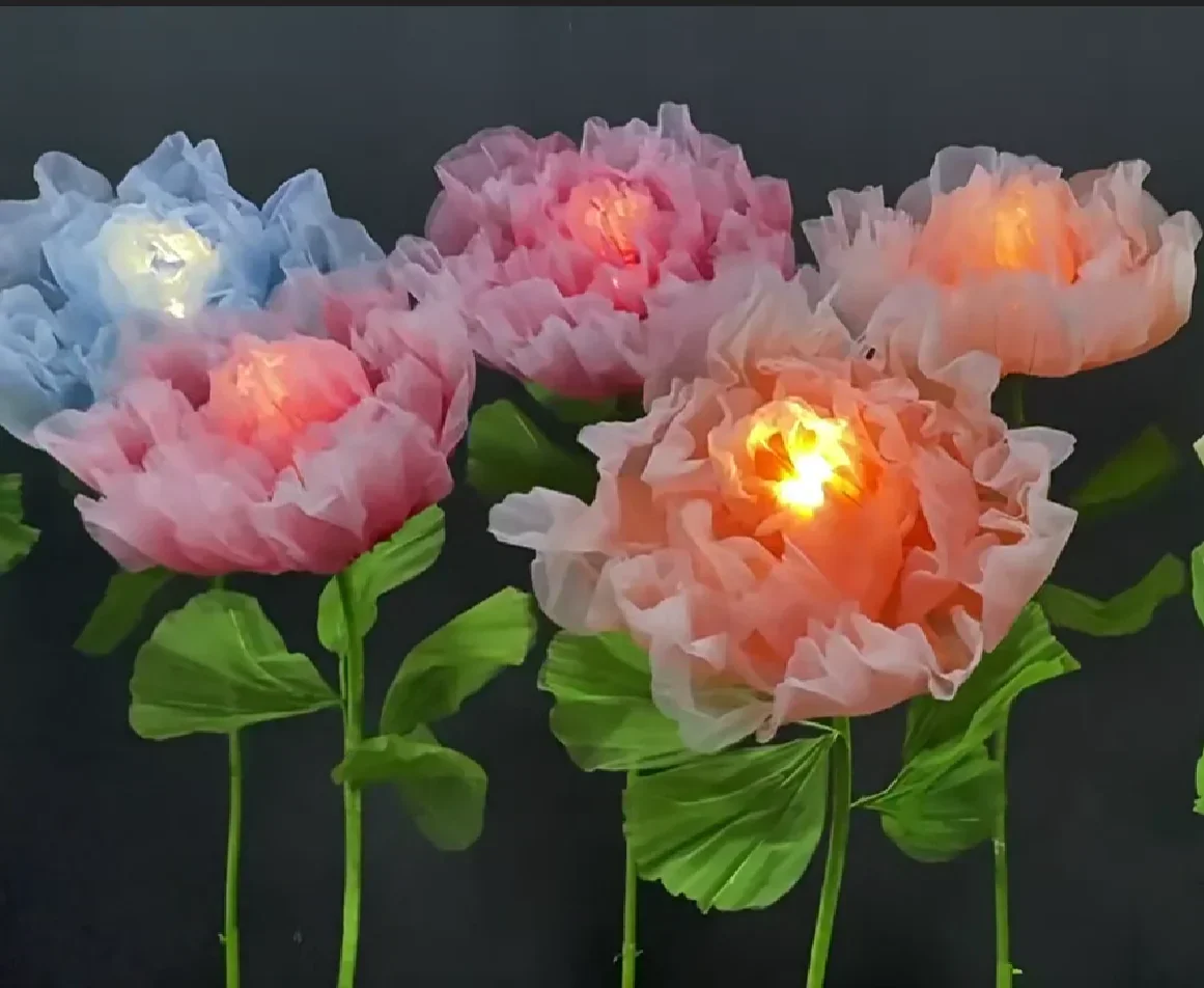 Artificial Silk Flower for Home Decor, Automatic Opening Closing, Mechanical Flowers, Wedding Event, Stage Window Layout, Christ