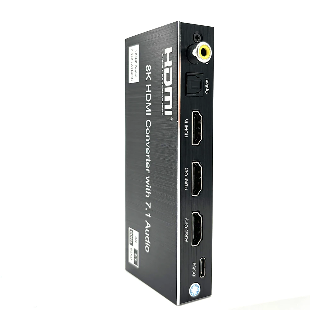

8k HDMI 2.1 Audio Extractor Video Converter Support 3.5mm R/L Optical Coaxial Audio 7.1 Channel Dolby Atmos Laptop TV Amplifier