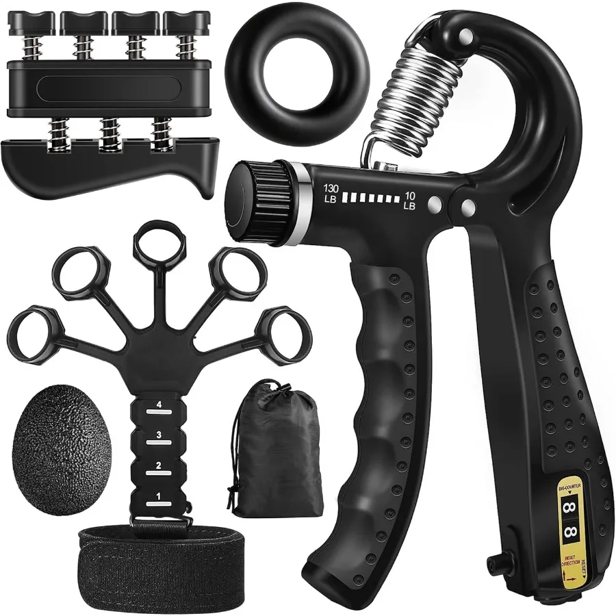 

Набор тренажеров для развития силы хвата (5 шт.): регулируемые эспандеры для рук, тренажеры для пальцев, тренажеры для разгибания рук, антистрессовые мячи