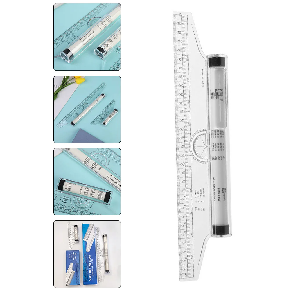 

Parallel Roller Ruler Measuring Angle Scale Tool Students Drawing Multi-purpose Rolling