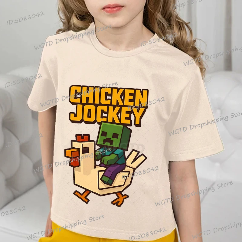 

Chicken Jockey Anime Print T Shirt Short Sleeve Round Neck Kids T-shirt Cartoon Figure Fashion Chicken Jockey Boys Girls Tops