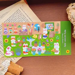 1 pc Korean Import Original BONITO Kawaii Bunny's Flowers Paper Stickers Scrapbooking Diy Journal Stationery Sticker Gift